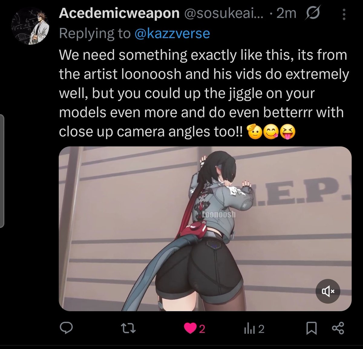 AMValkyrie4's tweet photo. @kazzverse Insane ball knowledge, we do want anims very similar to loonoosh and i think if you take your time you could make similar stuff even better!! 😝 https://t.co/XDBQiPAWaA