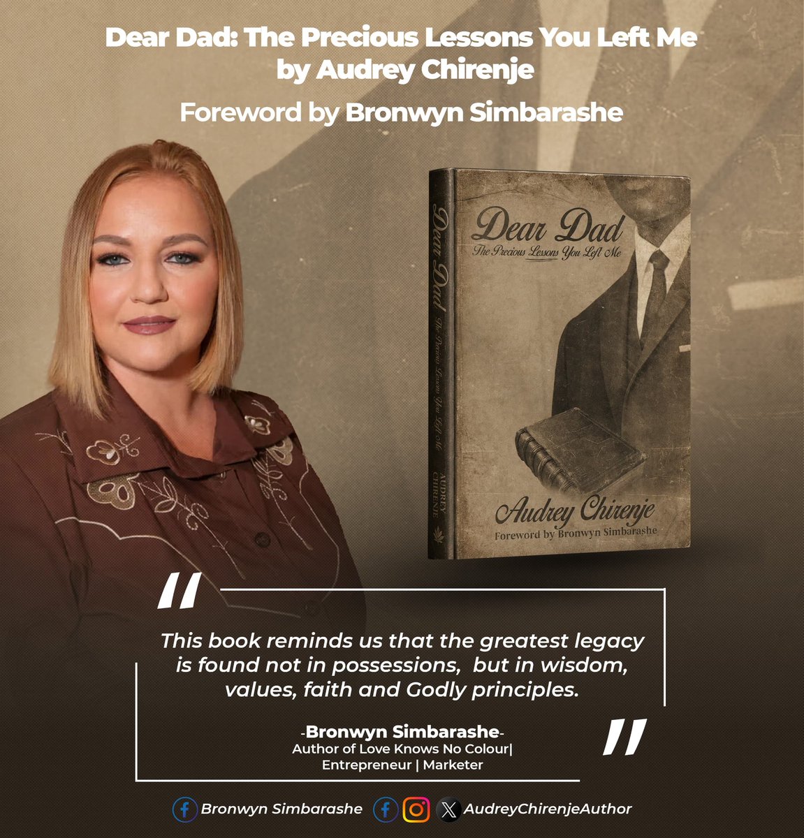 anchirenjethe's tweet photo. Dear Dad: The Lessons You Left Me by Audrey Chirenje
Foreword by Bronwyn Simbarashe - Author of Love Knows No Colour 

About The Book
This book chronicles 14 lessons learnt from the Author's late Dad.

Lesson #1 📌 
Curiosity Is A Good Thing 

#DearDad #Legacy #Pre-Order https://t.co/KBY3YbOgPn