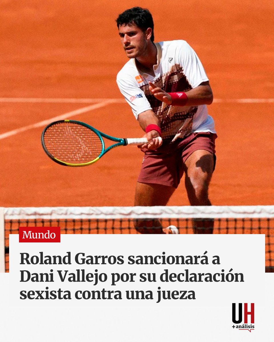 UltimaHoracom's tweet photo. La Dirección de Roland Garros aseguró que sancionará al paraguayo Daniel Vallejo por haber considerado que su partido contra el francés Moïse Kouamé debió ser arbitrado por un hombre y no por una mujer, a la que acusó de no haber sabido controlar al público.

https://t.co/SXM5go8vQW