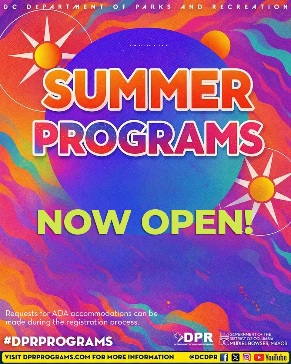 DCDPR's tweet photo. ☀️🔥 DPR Summer Programs are OPEN with sports, aquatics, camps, fitness &amp; more for all ages 🙌🏾

Still looking? These programs still have space 👀
🏊🏾 Intro to Water Polo
💦 Senior Water Aerobics
🏅 DC Summer Swim League

Register: https://t.co/Vg8INFXZQm https://t.co/eysJcQB5Fi