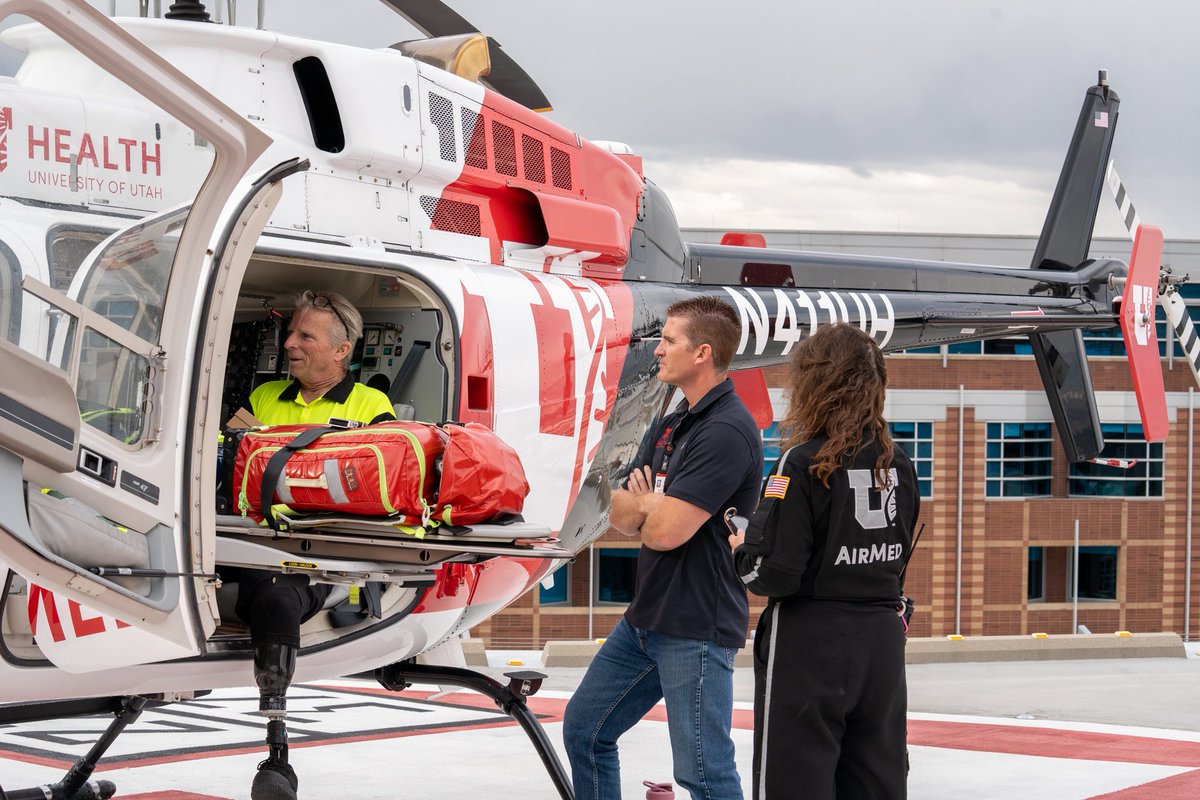 UofUSurgery's tweet photo. “Being in a room full of people who do what you do… I wouldn’t be feeling as good as I do without every one of your efforts.” After a devastating semi-truck rollover, former trauma patient Stephen Slater reunited with the teams who saved his life. #TraumaAwarenessMonth https://t.co/cNmo6sZDq1