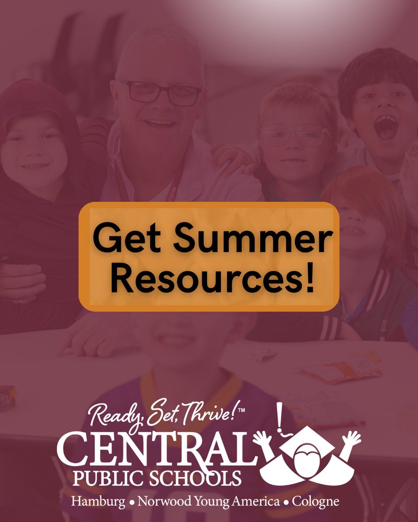central_schools's tweet photo. Need some resources for the summer? Check out the list of general, food, mental health, and educational resources for summer 2026! https://t.co/zgDqORZ95X https://t.co/Nc7ZGxjVCD