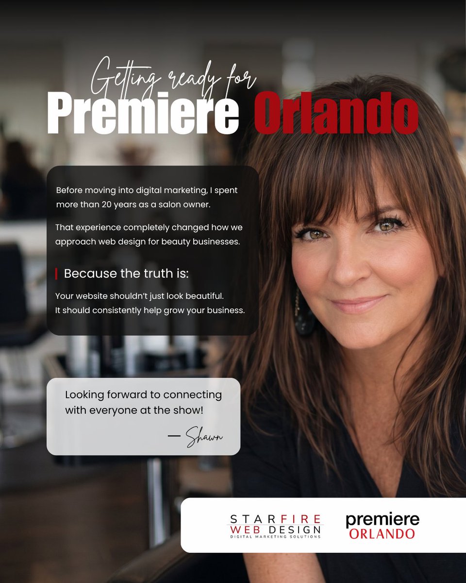 StarfireWeb's tweet photo. Getting ready for Premier Orlando and looking forward to connecting with everyone at the show.

Reserve your free audit spot here:
https://t.co/2pMHFwhqvh

#PremierOrlando #BeautyIndustry #thebrandedsalon #SalonOwner https://t.co/Z3oPH6lqIt