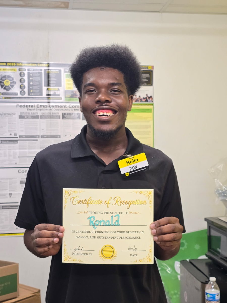 ProgressNash's tweet photo. Thank you to our Business Partner Highlight, Dollar General! Ronald has been employed with Dollar General Market since December 2025 working on recovery and stocking merchandise. Many thanks to Dollar General for being committed to serving customers, employees and communities! https://t.co/ELXp8ERV3z