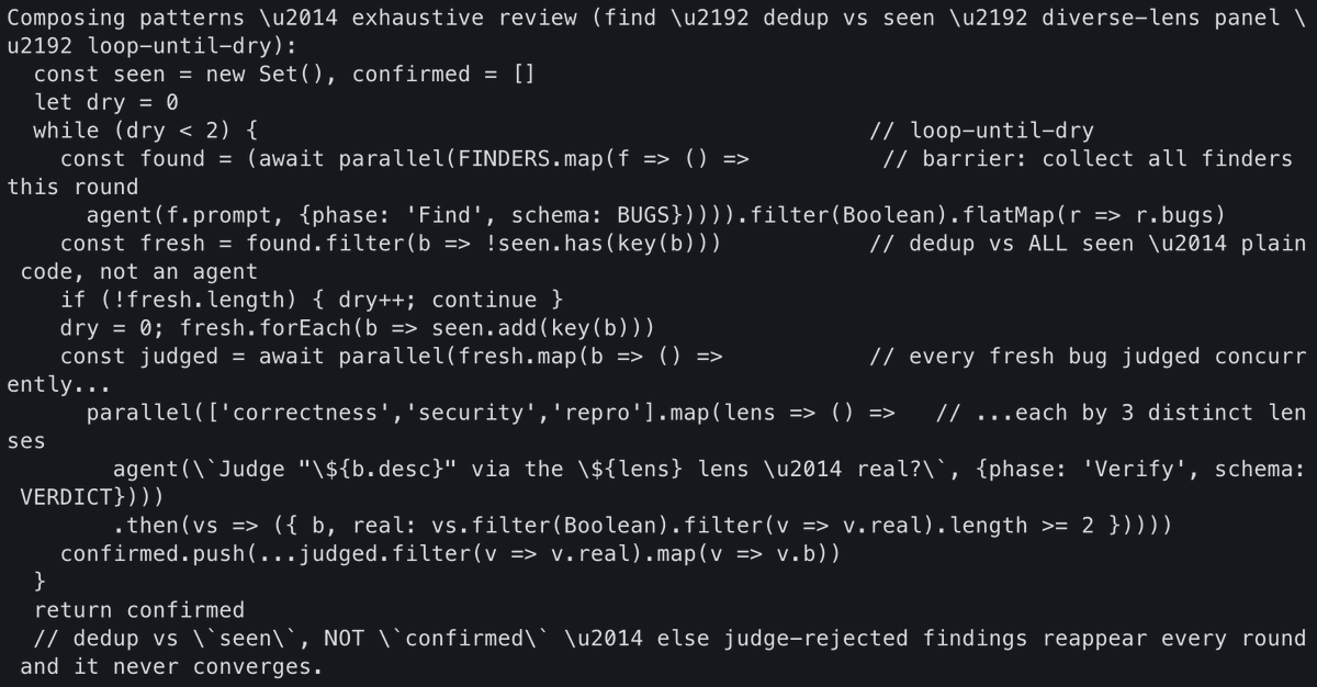 yi_ding's tweet photo. Claude Workflows have a built in reviewwiggum function called loop-until-dry: https://t.co/mhfKKsIlS8