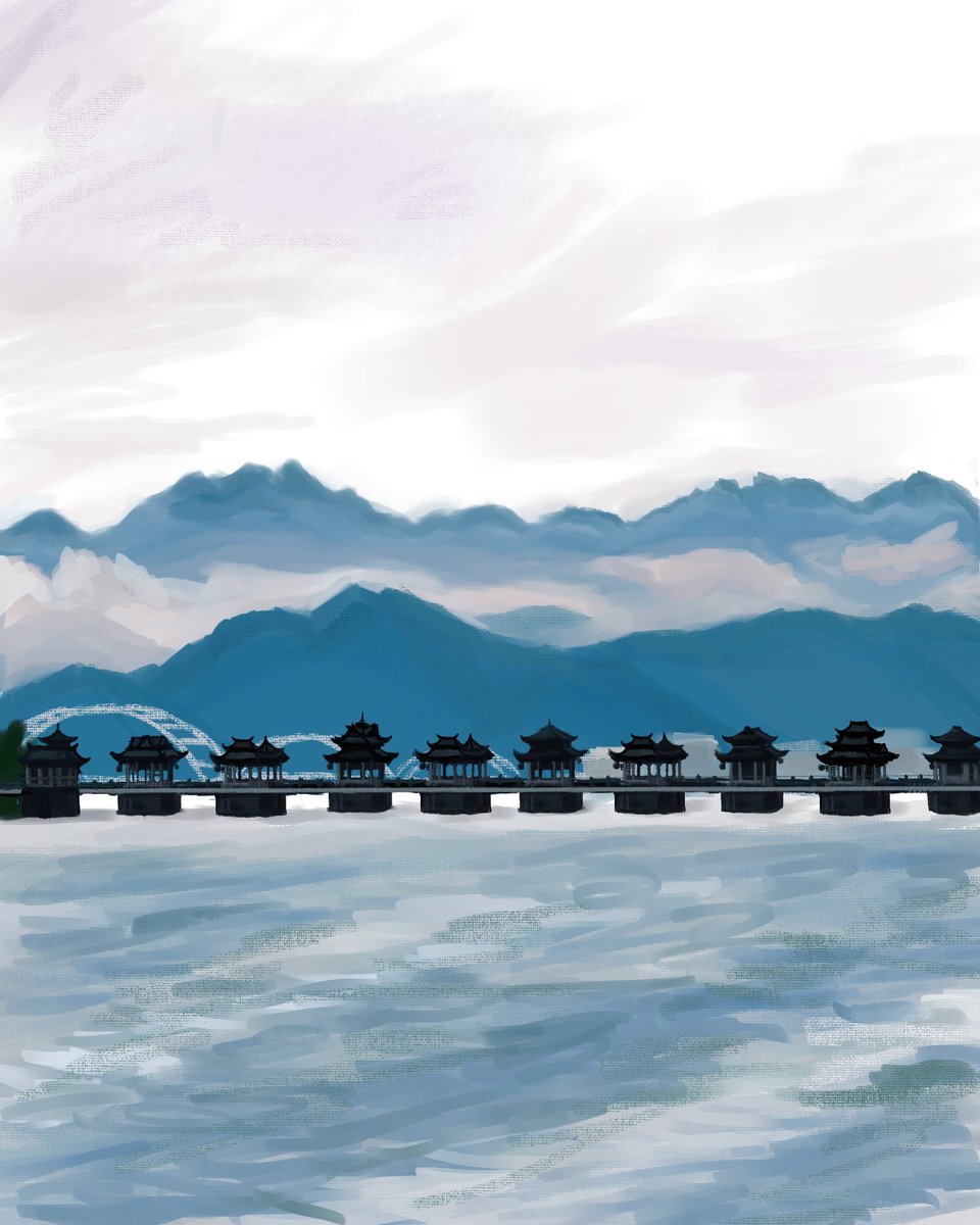 Elephant_PP2233's tweet photo. 我的家鄉廣東潮州，這是這個城市最著名的景點「廣濟橋」又稱「湘子橋」
#厚塗 #山水 #風景 #繪畫 #中國 #廣東 #潮州 https://t.co/6KDFnOhIl7