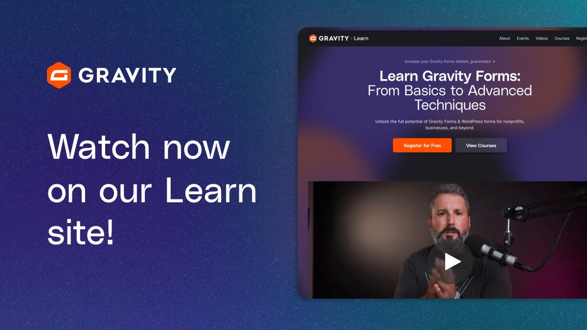 gravity's tweet photo. Missed one of our webinars? You can catch the replay anytime on Learn Gravity Forms.

Explore sessions on payments, automations, workflows, integrations, form strategy, and more, all designed to help you build better on WordPress.

Start learning...
https://t.co/NEaGxGAtam https://t.co/umXyU9Sq0T