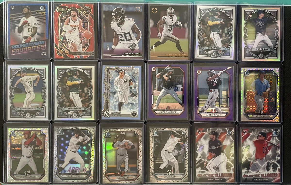 UpstateCC42's tweet photo. @evildrprkchp $80 shipped for everything

Highlights:

Amen Thompson Rookie /199
Franklin Arias 1st Bowman /499
Jeferson Quero Debut Auto
Andrew Tess /175
Asa Newell /299
Waldschmidt /250
Culpepper /250
Mostert /150 (Jersey Number)
Pollard /99
Jamal Murray /65
Oneil Cruz Rookie /150 https://t.co/tXV4NPJKxD