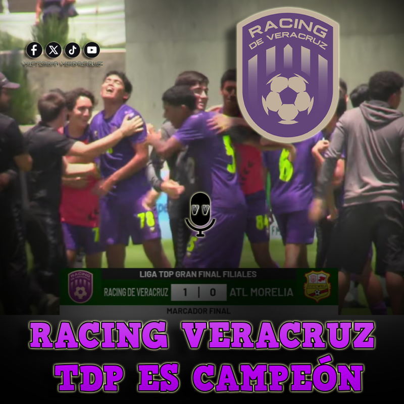 Victoriaveracru's tweet photo. 🏆🎊Racing de Veracruz TDP es campeón!!!
Con gol de Álvaro Vidales, el equipo veracruzano se coronó al vencer 1-0 a Atlético Morelia UMSNH, en partido correspondiente a la final de filiales de la Liga TDP.
El monstruo morado agrega otro trofeo a su corta pero exitosa historia. https://t.co/v0VsJaumcC