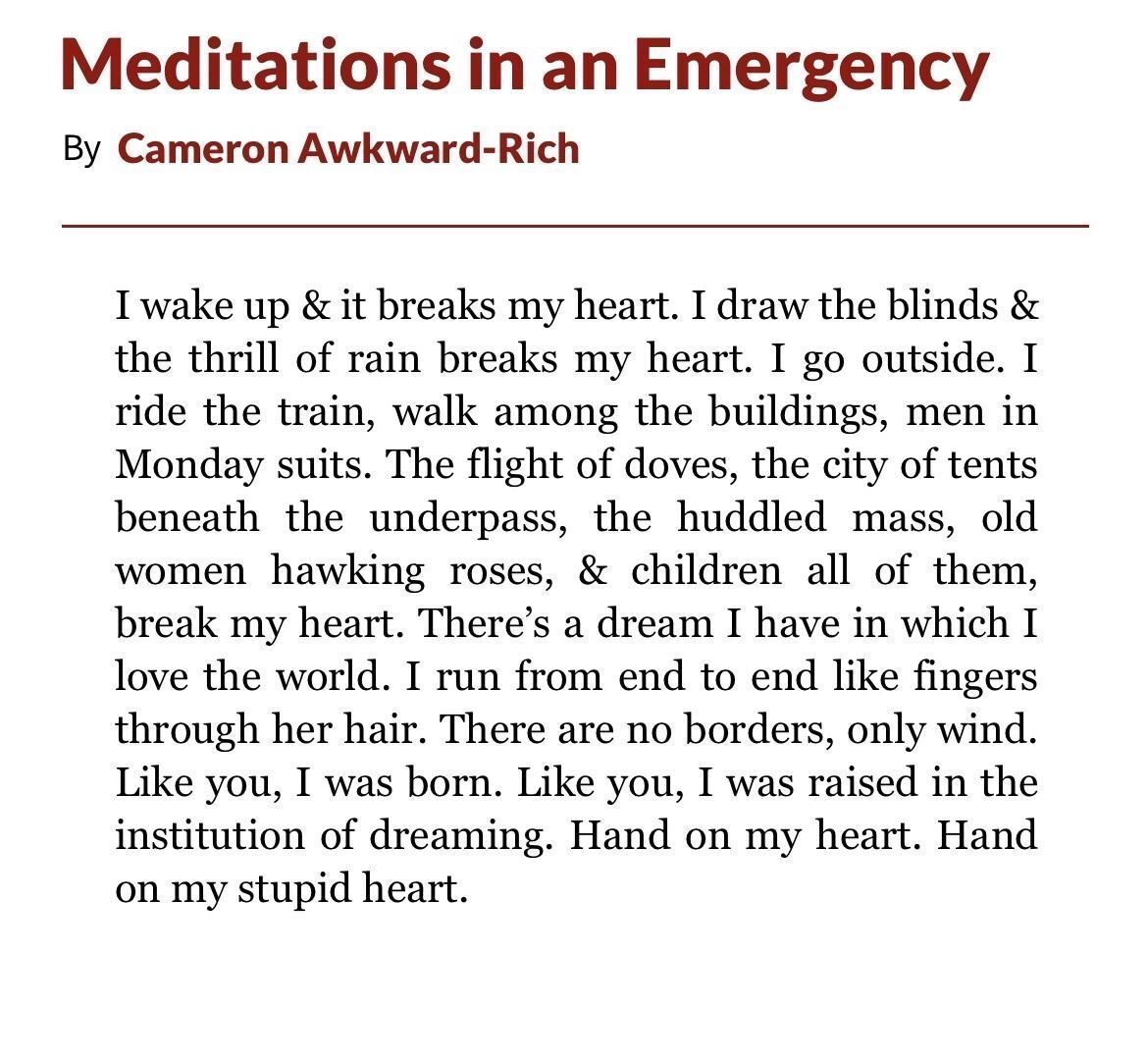 onlypoemsmag's tweet photo. Hand on my heart. Hand on my stupid heart. https://t.co/HdciTo5MyL
