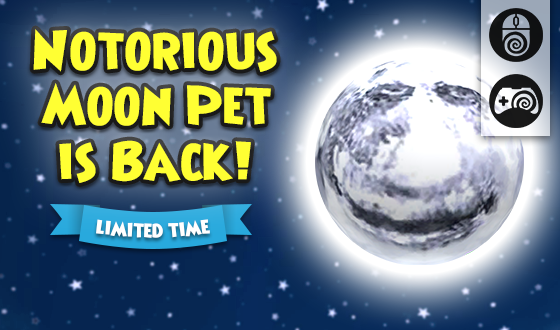 Wizard101's tweet photo. Faces of the moon... 🌝

The Notorious Moon Pet is back in the PC and Console Crown Shop, for a limited time! See the infamous moon from the Orthrus spell whenever you like. Hurry though, this lunar friend will only be available through 6/1! #Wizard101 https://t.co/w1SQ6mCT5o