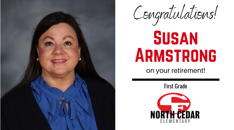 CF_schools's tweet photo. After 17 years in education, including 15 years as a teacher and 2 years as a paraeducator, Susan Armstrong is retiring from North Cedar Elementary, where she teaches first grade. Thank you, Susan, for making a difference for Every Student, Every Day! https://t.co/Jz3IbOhwKF