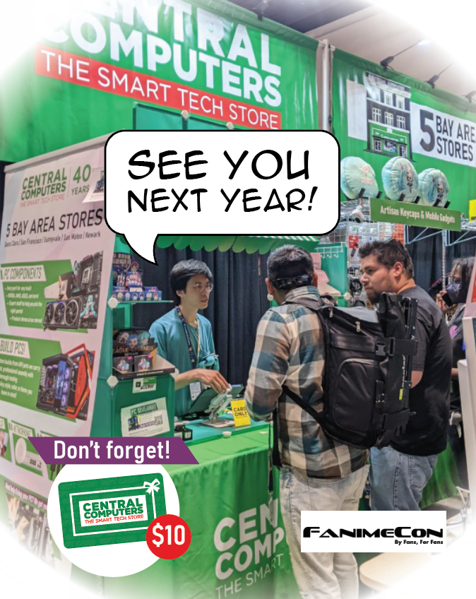centralcomputer's tweet photo. That's a wrap on @FanimeCon 2026! Thank you to everyone who stopped by and talked shop with us.

DON'T FORGET! The free $10 gift cards given out at the event are still usable at our stores until 6/27.

And our Gaming PC Giveaway is still running until 6/9, enter today & check back daily for bonus entries:
🔗 https://t.co/DIH6HJCBkB

Thank you once again to our partners for making this possible:
@asususa
@fractalofficial
@coolermaster
@sandisk

#centralcomputers #fanimecon #fanime2026 #pcgaming