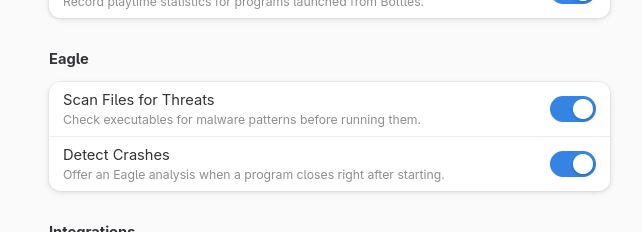 usebottles's tweet photo. And ofc.. those new settings can be disabled, because we know someone will ask for that <3

#Windows #Linux #OpenSource #Development https://t.co/8snH8iGnXP