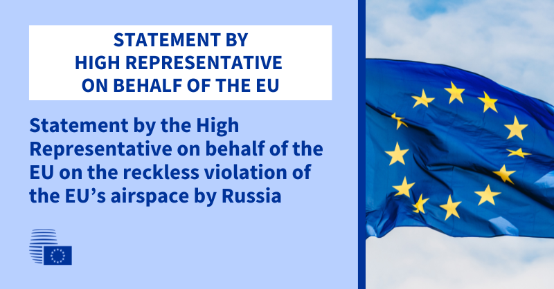 EUCouncilPress's tweet photo. Statement by the High Representative @kajakallas on behalf of the EU on the reckless violation of the EU’s airspace by Russia.

Read the full statement 👇
https://t.co/GoECM4maEg https://t.co/FzgLeOA8O8