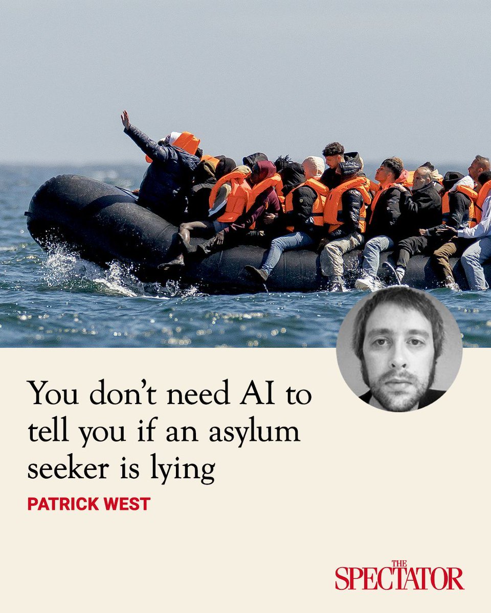 spectator's tweet photo. How can you tell when an asylum seeker professing to be child is lying? Often, it's because he has crow's feet, a receding hair-line and a beard. In other words, it's sometimes obvious. 

That's what makes so risible those stories we habitually read of men who are patently not children being granted asylum on the pretence that they are. We sigh in exasperation because we know why they have been let in: they have been granted entry by a system manned or manipulated by credulous do-gooders.

Human beings are good at intuition, at assessing each other non-rationally through mental processes we don't fully understand, of spotting fakes and fraudsters by their mien, gait and ostensibly innocuous facial gestures. 

Thus the notion that we could simply employ AI to gauge the truthfulness of human beings is highly suspect. How can we create technology to mimic the workings of the human subconscious when we don't entirely comprehend how it works ourselves?

✍️ Patrick West

Article | https://t.co/7Zn1ctPzgO