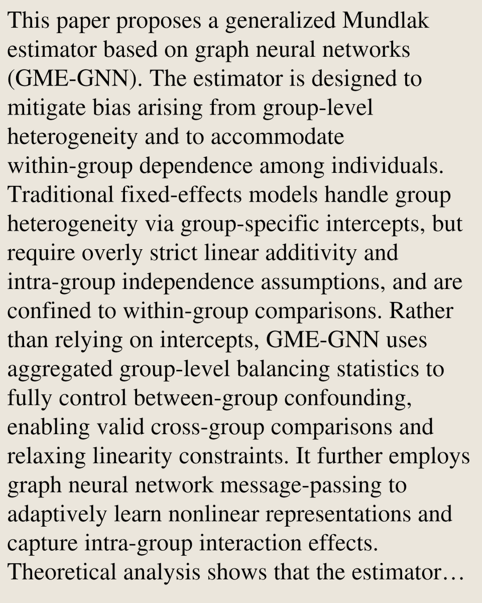 eBlogs's tweet photo. Graph Neural Networks for Generalized Mundlak Estimator under Network Confounding

Lianyan Fu, Rui Wang, Zihan Zhang
https://t.co/YegEI2TBpN [𝚎𝚌𝚘𝚗.𝙴𝙼] https://t.co/E3lJ8zzhz2