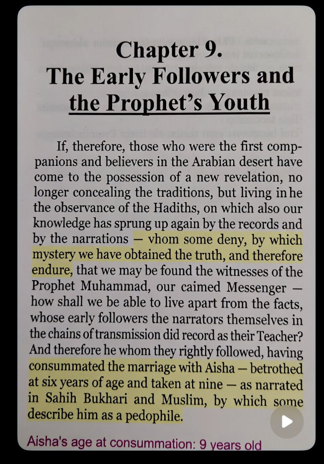 Anonymous756613's tweet photo. @DrMaleekk You mean like this? The early followers believes Muhammad was a pedophile? https://t.co/AYhVabJODO
