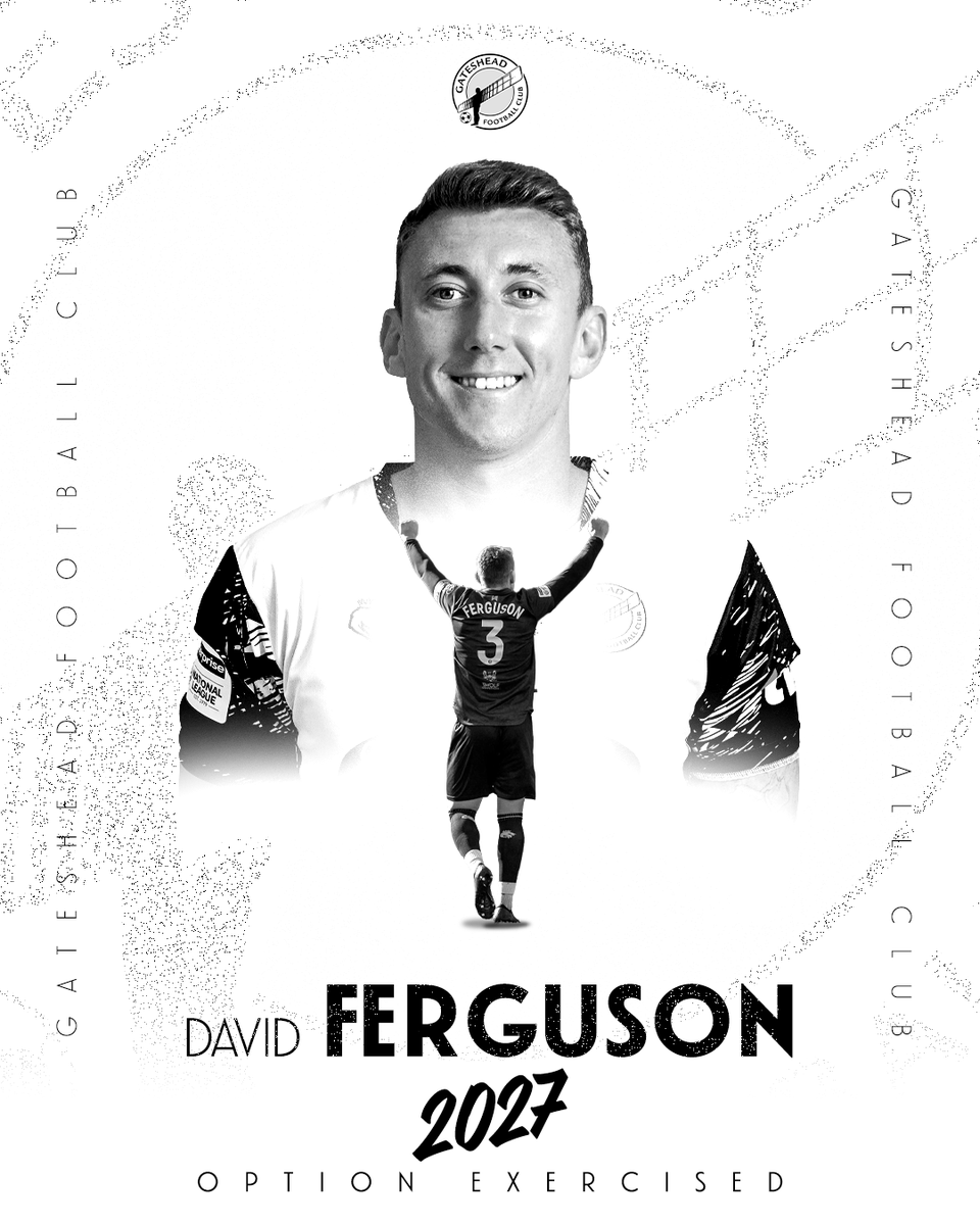GatesheadFC's tweet photo. Fergie STAYS on Tyneside! 🫡✅

An option has been exercised to extend David Ferguson's contract at Gateshead until 2027! 👊

#WorClub ⚪️⚫️ https://t.co/WawV0mUInP