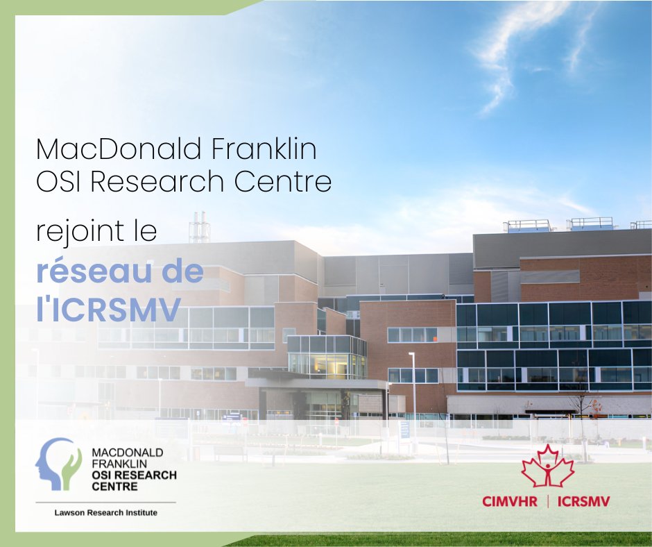 CIMVHR_ICRSMV's tweet photo. L’ICRSMV a le plaisir d’annoncer que le MacDonald Franklin OSI Research Centre a rejoint la communauté de l’ICRSMV en tant qu’institut de recherche de confiance. Ce partenariat ouvre la voie à une collaboration future pour faire progresser la recherche et la mobilisation des connaissances au service de la santé et du bien-être du personnel militaire, des vétéran·e·s ainsi que de leurs proches.

Basé au sein du Lawson Research Institute à London, en Ontario, le MacDonald Franklin OSI Research Centre est un leader reconnu à l’échelle nationale et mondiale, qui réunit recherche et innovation pour aborder les enjeux émergents en matière de santé chez les militaires et les vétéran·e·s.

Cette étape marque un jalon important dans notre collaboration avec le MacDonald Franklin OSI Research Centre et nous avons hâte de voir la façon dont nos efforts conjoints pourront mieux soutenir les militaires, les vétéran·e·s et leurs proches à l’avenir.

Joignez-vous à nous pour souhaiter la bienvenue au MacDonald Franklin OSI Research Centre dans la communauté de l’ICRSMV.

@OSIResearch
