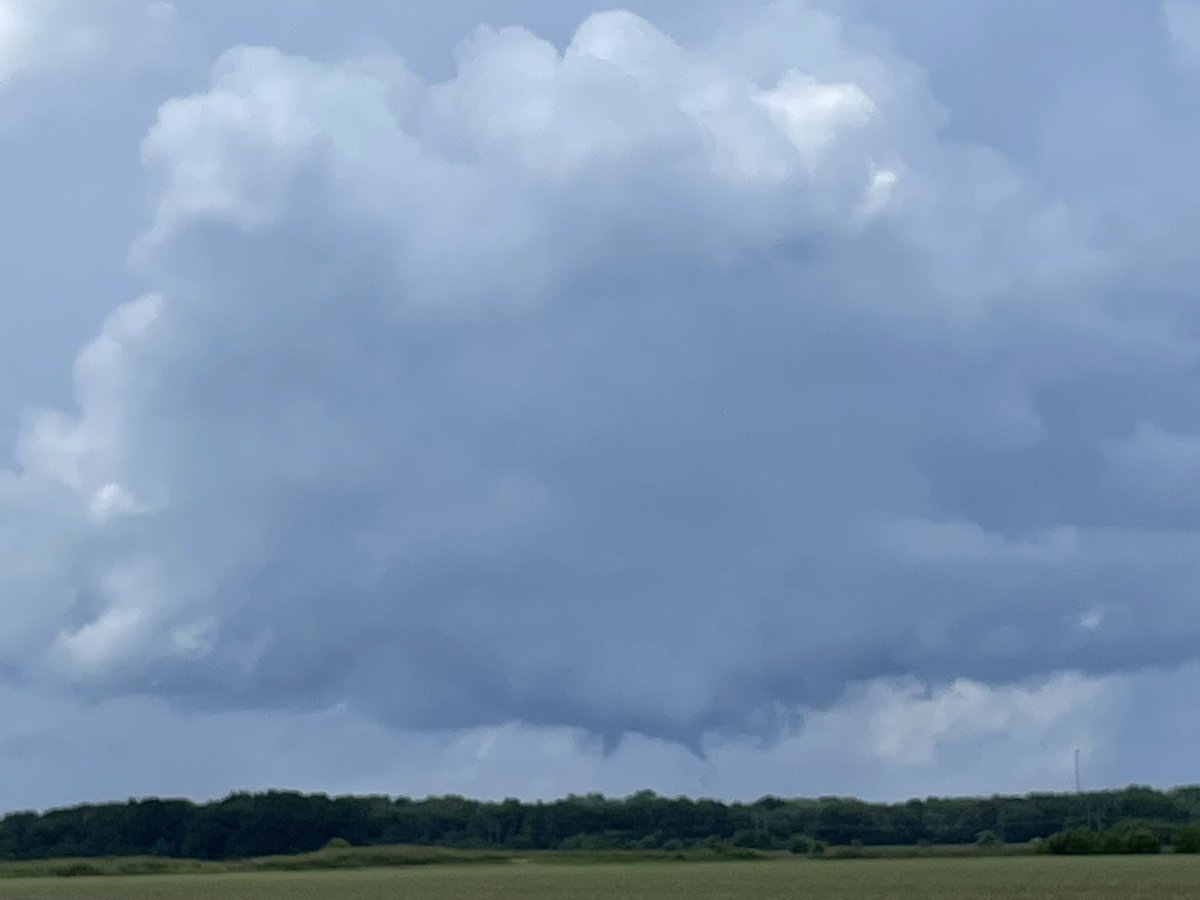 neachaser's tweet photo. Possible tropical funnels from this storm near Lake Frierson. Looking northwest from Brookland. Notice the little helical funnel near the bottom of the one to the right. I’ll let the station meteorologists verify if this is a tropical funnel or cold air funnel @ryanvaughan @MicahStevensWx #arwx