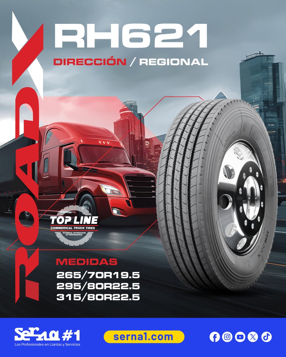 Sernauno's tweet photo. El RoadX RH621 es un neumático 🛞 comercial de alta resistencia, diseñado principalmente para ejes de dirección y aplicaciones de toda posición en camiones
🛒 Compra en línea en:
https://t.co/sdHm9CjPTt
📲 Cotiza por WhatsApp:
https://t.co/siqqxKfUFj https://t.co/H2Ok8QslRR