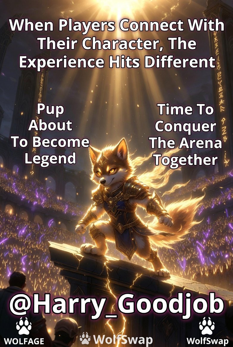 Harry_Goodjob's tweet photo. When players connect with their character, the experience hits different, pup about to become legend,Time to conquer the Arena together.That’s what makes it special 
Your own journey, your own legend.#Wolfage #BecomeLegend #ArenaConqueror #YourJourney https://t.co/pJ6thxOMok