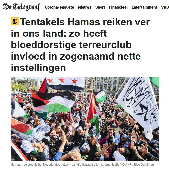 RJKonrad's tweet photo. Clubblad van de Israël-lobby Telegraaf is er maar druk mee, met die "tentakels van bloeddorstige terroristen die onze instellingen infiltreren", zoals zij de Palestijnen steevast noemen. Dat soort taal komt rechtstreeks uit nazikrant De Misthoorn, die precies zo over joden sprak. https://t.co/ibtsQqwIYU