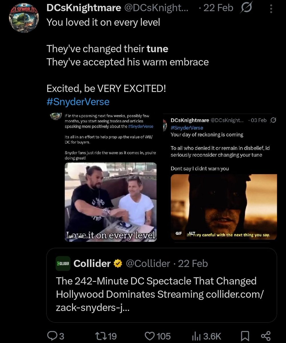 DCsKnightmare's tweet photo. The "Changing of Tune" Tour still continues 

#SnyderVerse https://t.co/8I3XPQzNsD