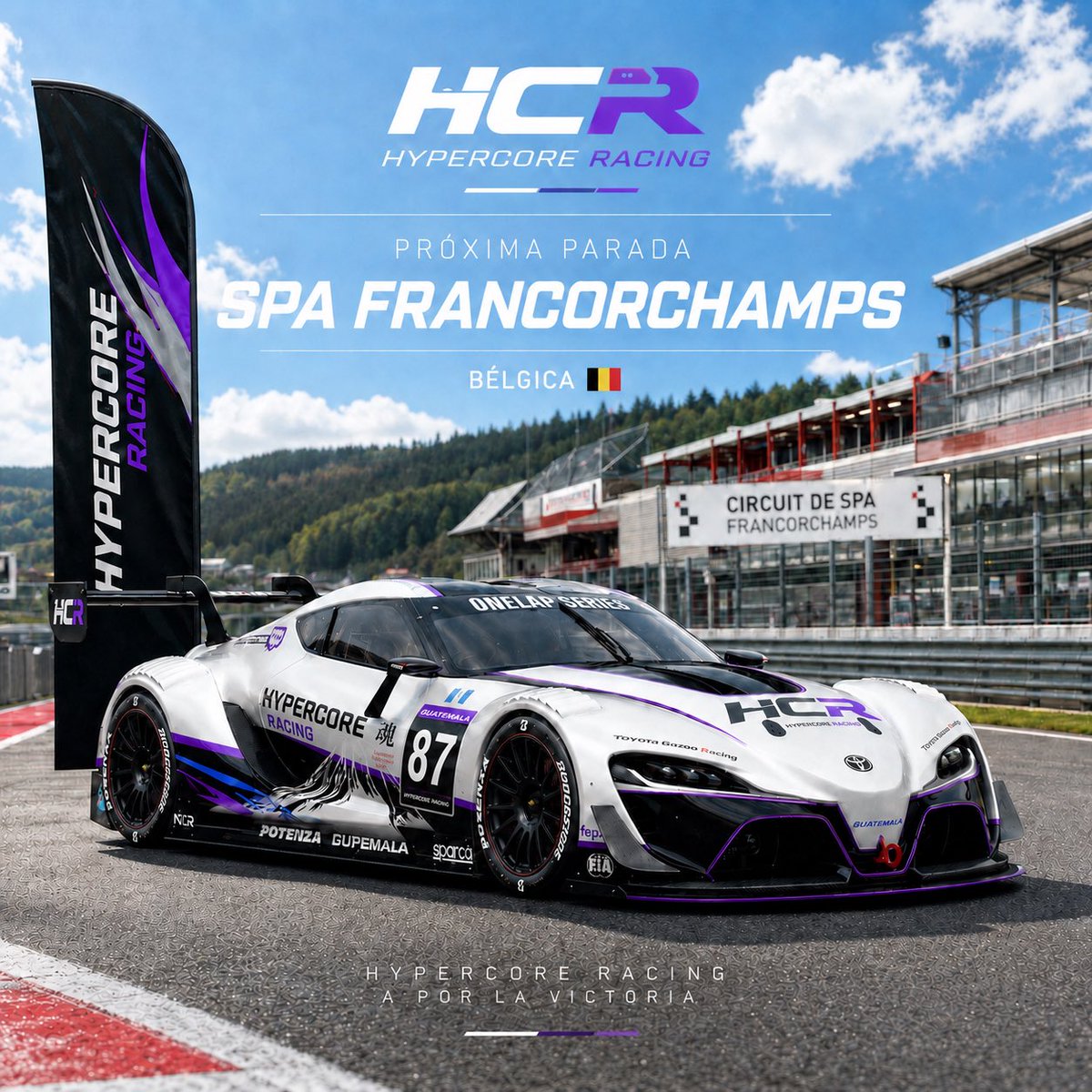 HypercoreRacing's tweet photo. 🇧🇪 PRÓXIMA PARADA: SPA-FRANCORCHAMPS

Hypercore Racing llega a uno de los circuitos más icónicos del automovilismo: Spa-Francorchamps, Bélgica.

#HypercoreRacing #GranTurismo7 #GT7 #SpaFrancorchamps #CircuitDeSpaFrancorchamps #ToyotaFT1VGT #SimRacing #RacingTeam #Guatemala #HCR https://t.co/4PLmidbRf1