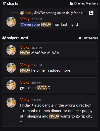 Vicky_41X's tweet photo. $NVDA chart was shared with community last night and we making $$ on it today ,still room to go on swings- big breakout incoming!
@flowcompanion https://t.co/sBBZyJFkyr
