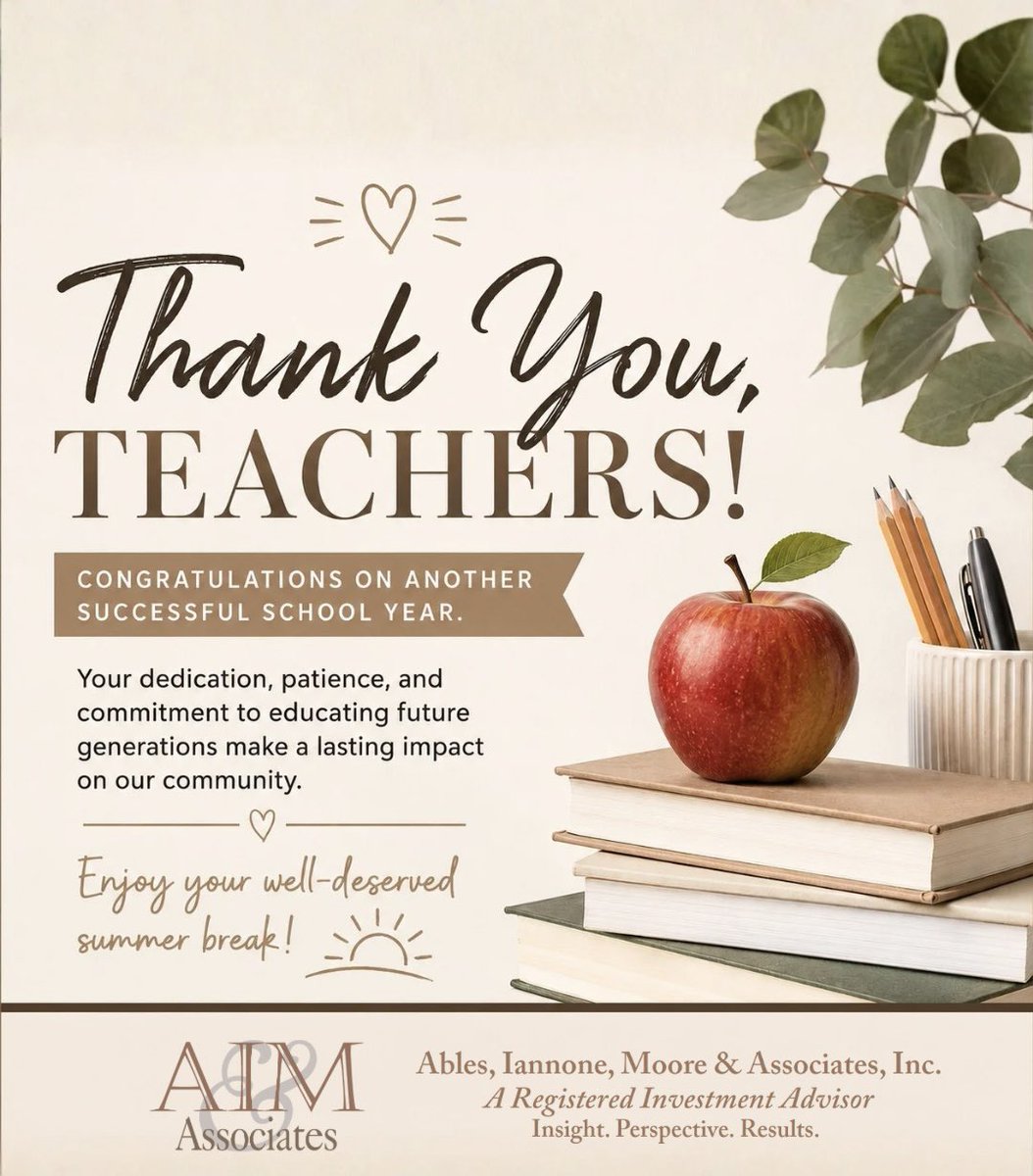 aima_inc_'s tweet photo. 📚 School’s out for summer!

Congratulations to all of the teachers and school staff on completing another successful school year. Thank you for everything you do to educate, encourage, and inspire.

Enjoy your well-deserved summer break! ☀️🍎

#ThankATeacher #SummerBreak #AIMA https://t.co/WYwkPBCJPW
