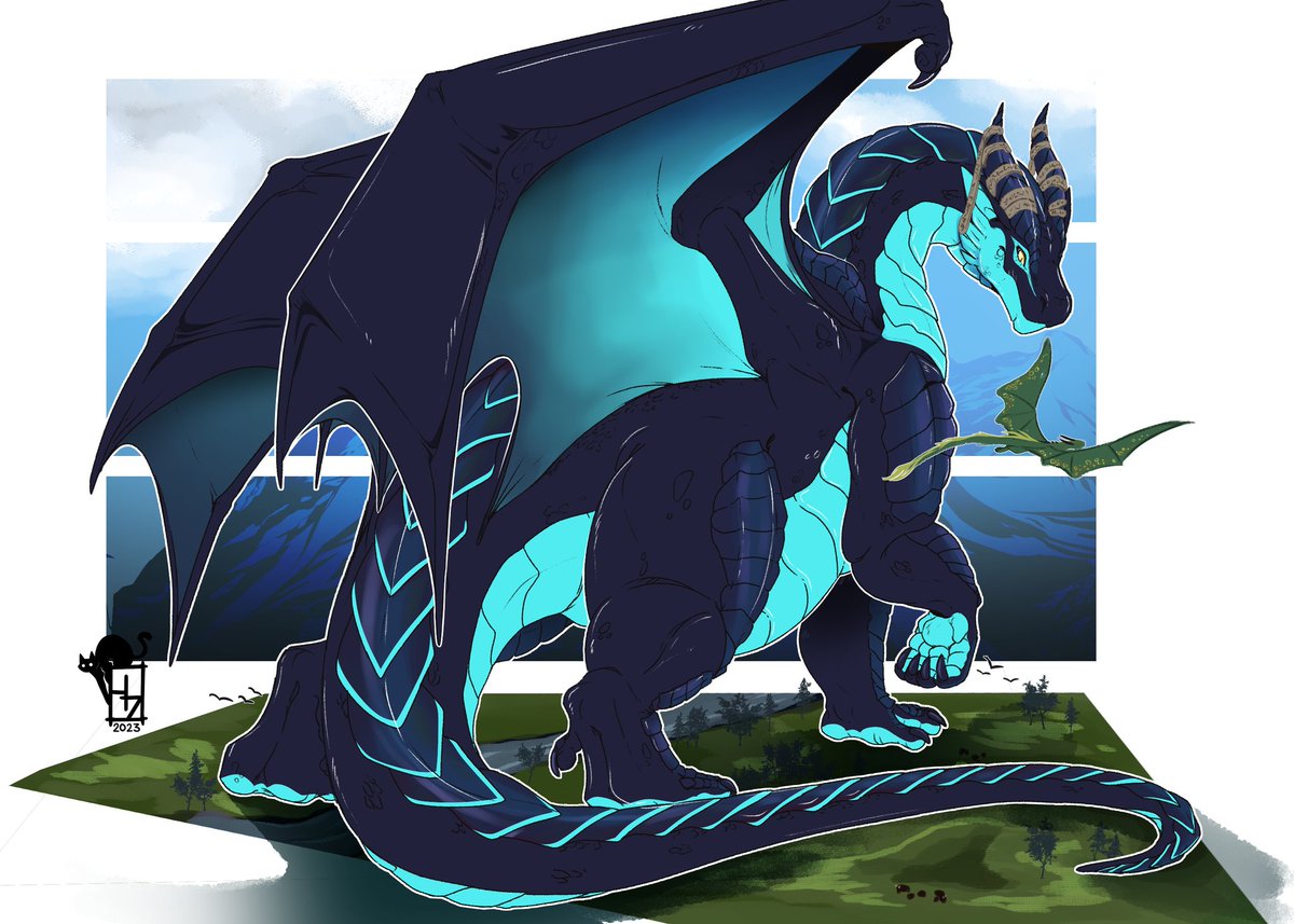 AzelDragon's tweet photo. Sometimes the big lad gets some smaller guests! He always enjoys a chat!

Art courtesy of @/Shindekitty_ht https://t.co/AaTmNKz3ec