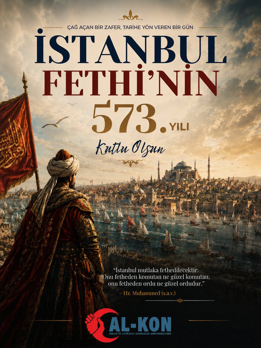 DesBaskan's tweet photo. İstanbul’u bizlere emanet eden Fatih Sultan Mehmet Han’ı ve tüm kahramanları rahmet, minnet ve saygıyla yâd ediyor; bu büyük mirasın emanetçileri olmanın sorumluluğunu ve onurunu taşıyoruz.
İstanbul’un Fethi'nin 573. Yılı kutlu olsun.
 #29Mayıs1453 #İstanbulunFethi https://t.co/lr6xGgndLs