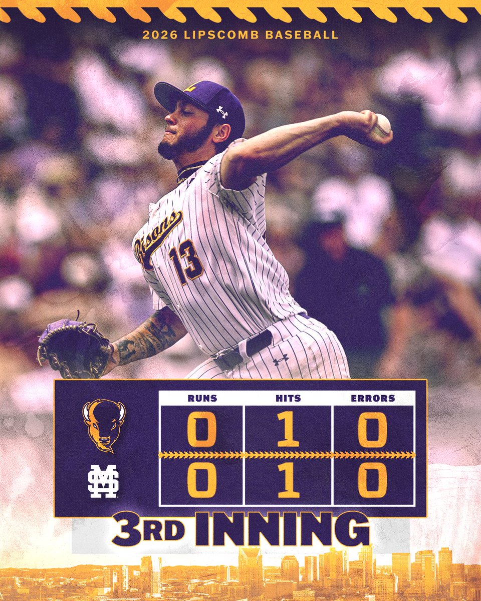 BisonBaseball's tweet photo. Three complete in Starkville

#IntoTheStorm ⛈️ | #HornsUp 🤘 https://t.co/c6TDn5wrNG