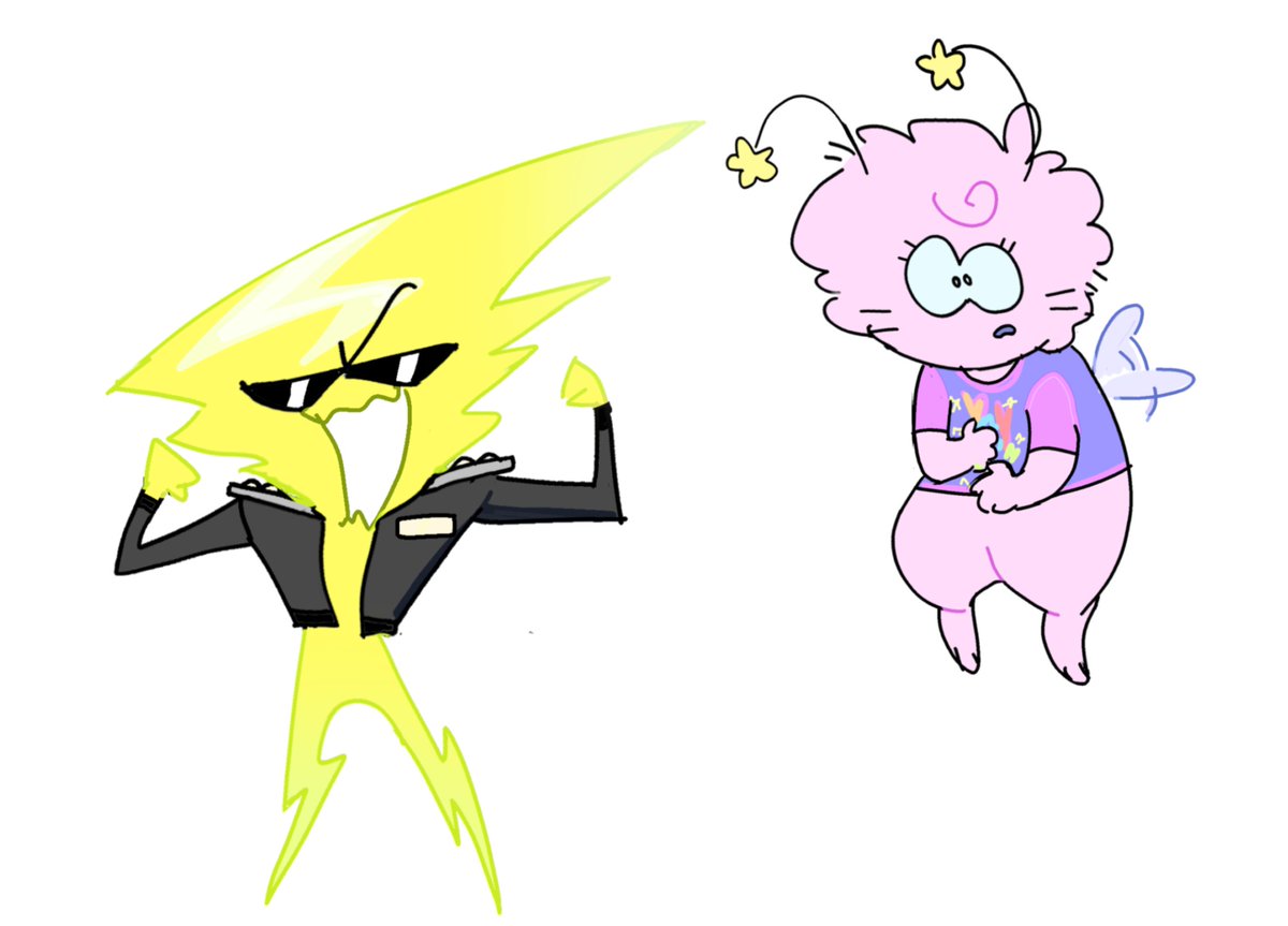 carrowthearrow1's tweet photo. suddenly wanted to do lightning and puffball gijinkas #bfdi #osc #osctwt #lightning #puffball https://t.co/yspHcH8l8Y