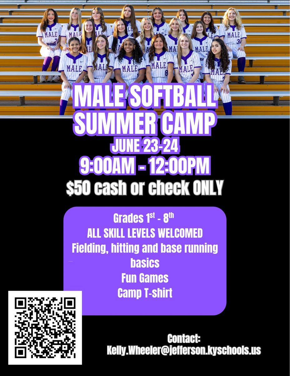 loudawgssb's tweet photo. 🥎Softball Summer Camp is HERE!

Join us for an action-packed softball camp filled instruction, games, competitions, and tons of fun! Scan the QR code to sign up today! 

✅Skill Development 
✅Hitting, Fielding, and Throwing
✅For ALL skill levels https://t.co/GayrB88NNF