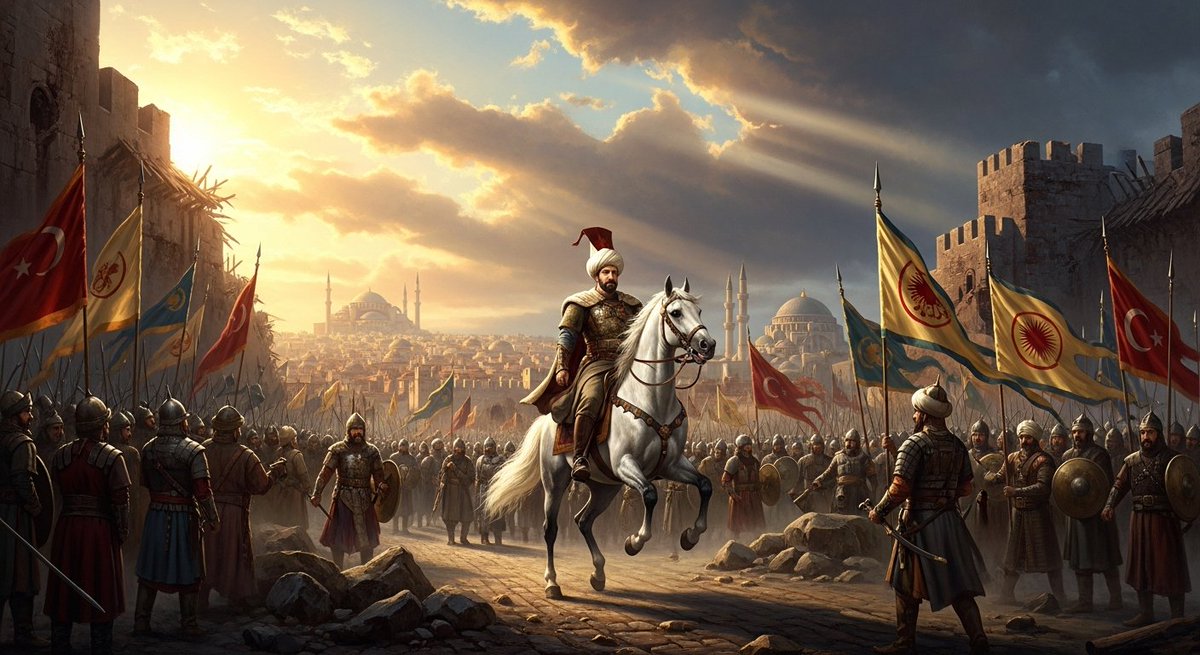 tarihcimemed's tweet photo. 29 Mayıs 1453. 573 yıl önce bugün Fatih Sultan Mehmed, 21 yaşında tarihin seyrini değiştirdi.

Konstantinopolis düştü. İstanbul doğdu.

Bir çağ kapandı, bir çağ açıldı. https://t.co/odBqOdu9uy