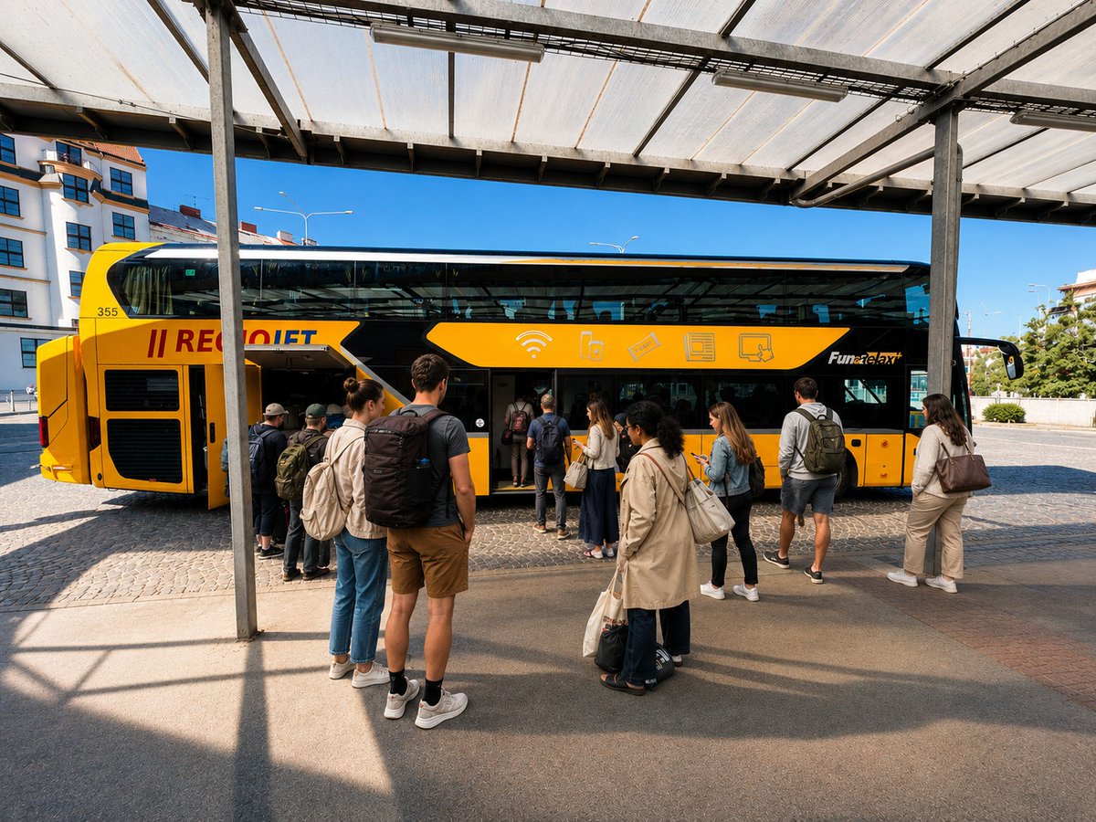 RegioJet's tweet photo. První letošní autobus RegioJetu vyrazil do Chorvatska a byl plně obsazen. 🇭🇷🚌
Cestující si mohou vybírat z 9 oblíbených přímořských destinací.
I přes rostoucí ceny pohonných hmot zůstávají ceny jízdenek na úrovni loňského roku. Nejlevnější jízdenky pořídíte už od 999 Kč. https://t.co/G4TYoRwXei