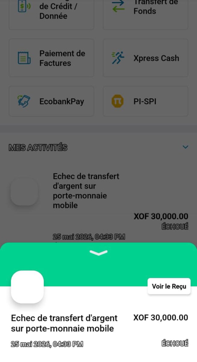 layeba100's tweet photo. @Agent_Abidemi @nig_ltd74022 This is unacceptable! 30,000 F CFA debited after a Wave transfer technical failure since Monday, May 25. @EcobankSenegal's customer service is playing dead.
Ecobank: Case CRM:00468611777. Official report sent to the BCEAO today. Give me my money back! #Kebetu #Senegal https://t.co/V3p2TaGfoY