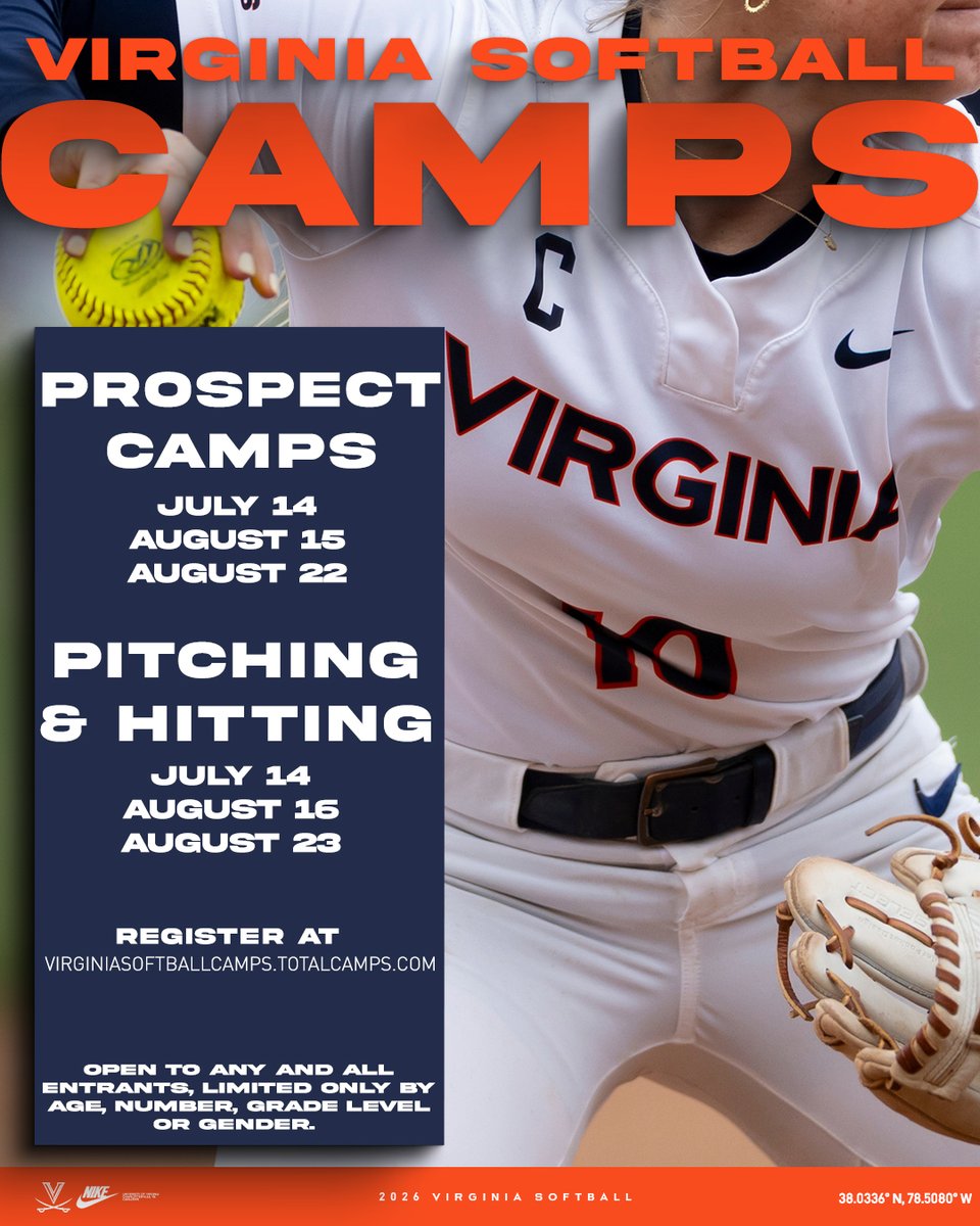 UVASoftball's tweet photo. Summer Camps are coming up fast and you can secure a spot in one of our clinics or prospect camps now!

Register at: https://t.co/1aQprENZK8

#GoHoos | #4for40 | #PeopleMakeThePlace https://t.co/WE1Dlojpuq