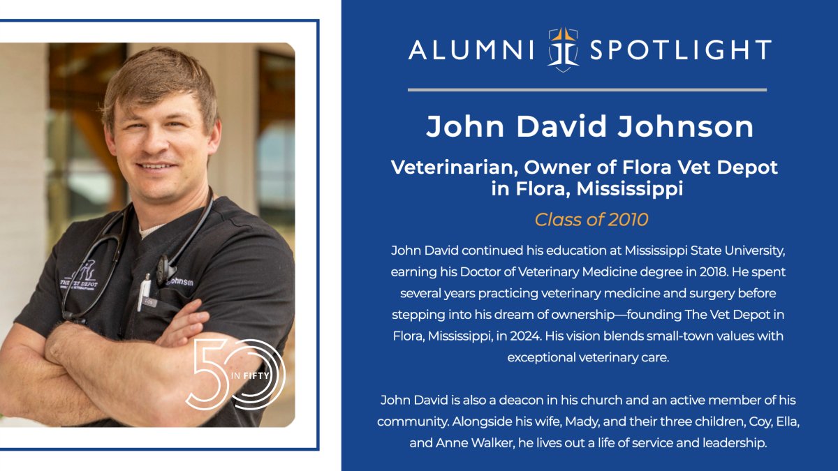 JCSeagles's tweet photo. To honor our 50th anniversary in Christian education, we are proud to launch our "Fifty in Fifty" alumni spotlight. Congratulations to John David Johnson, a dedicated professional and servant leader! https://t.co/jqkvecfbHB