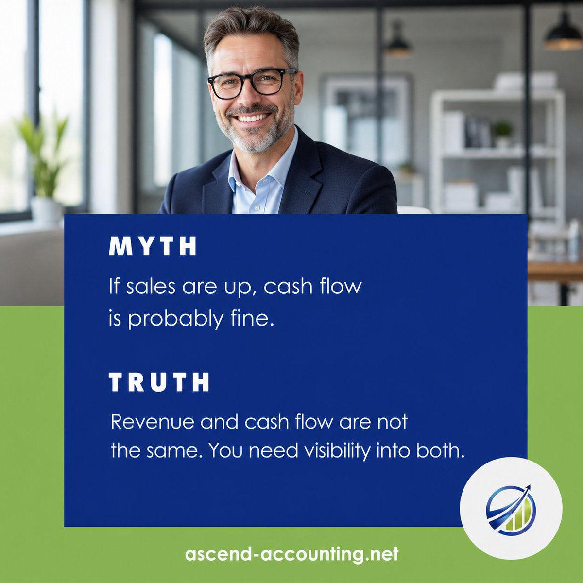 ascend_account's tweet photo. This one catches a lot of business owners.
Sales can be strong while cash flow is tight (especially with slow-paying invoices, inventory purchases, or rising costs).
If you want visibility into both revenue and cash flow, Ascend can help.
 330-571-6450 | https://t.co/05EkkTLHgV https://t.co/y4q58E5qDb