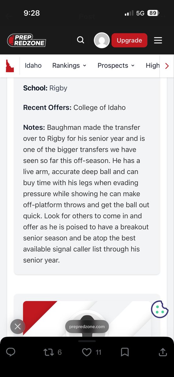 briarbaughman12's tweet photo. Thank you @PrepRedzoneID for the write up! Although I will be remaining at Middleton and not transferring. https://t.co/4R8SxnLau4