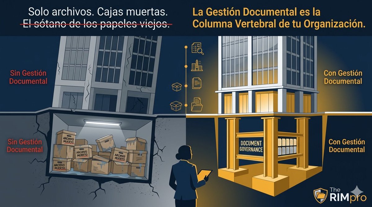 TheRimpro's tweet photo. El archivo de tu empresa dejó de ser el "sótano de los papeles viejos". Hoy es la columna vertebral de tu negocio. 🏢📂

En Latam seguimos viendo la gestión documental como un gasto operativo aburrido, y ese error nos cuesta millones.

Abro hilo sobre esta evolución 🧵👇
#GestionDocumental #RecordsManagement #Latam