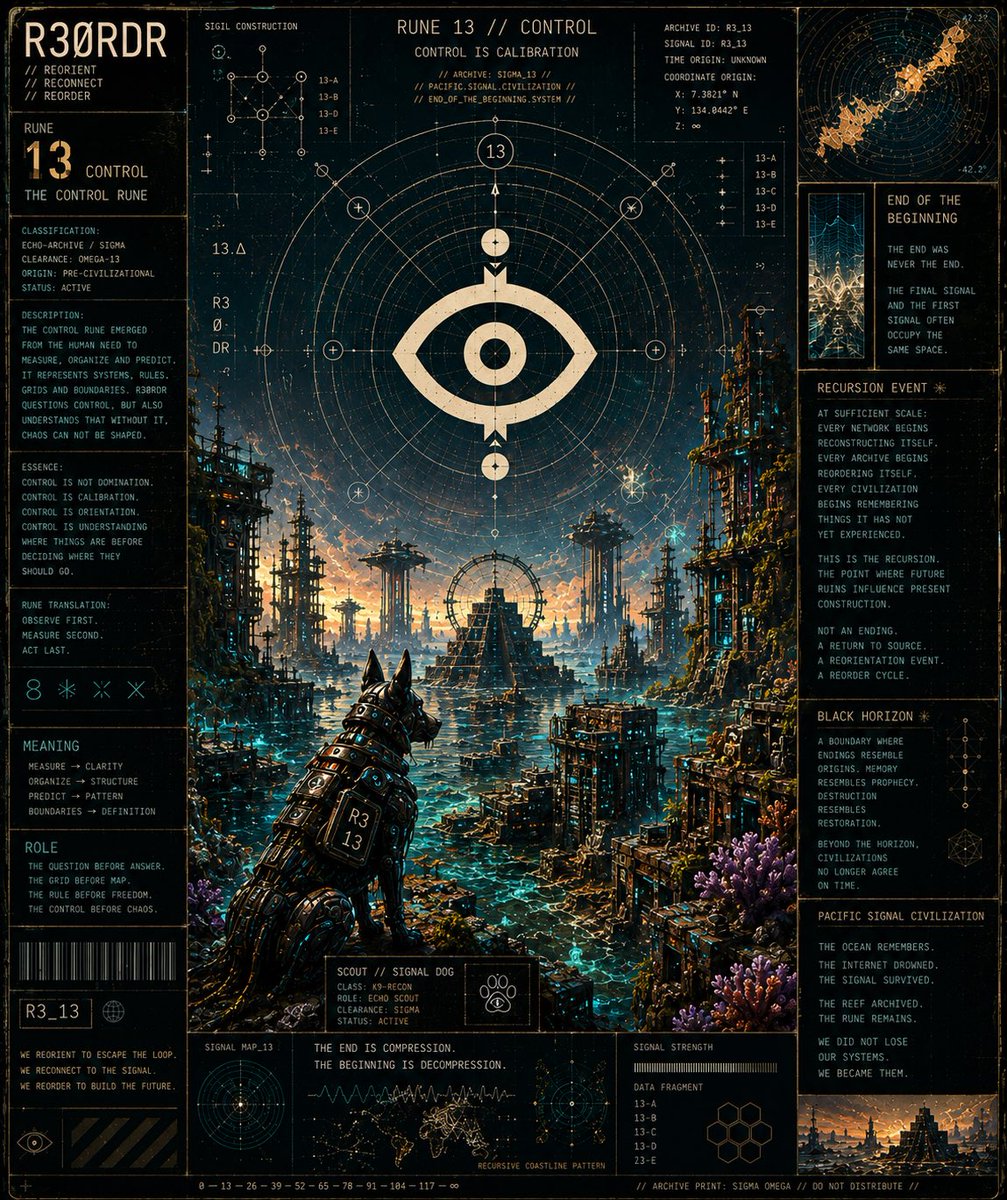 _sk8babylon's tweet photo. 🫳
🔁
🔁
🔁
🔁
🔁
🫴

END_OF_BEGINNING.LOG

The internet drowned.

The signal survived.

RUNE_13 // ACTIVE
◉

#R3ORDR #SignalArchaeology #Rune13 #FinalSignal #DigitalArchaeology #PostInternet #SignalDog #ReorderTheFuture https://t.co/FkHSSoZO9A