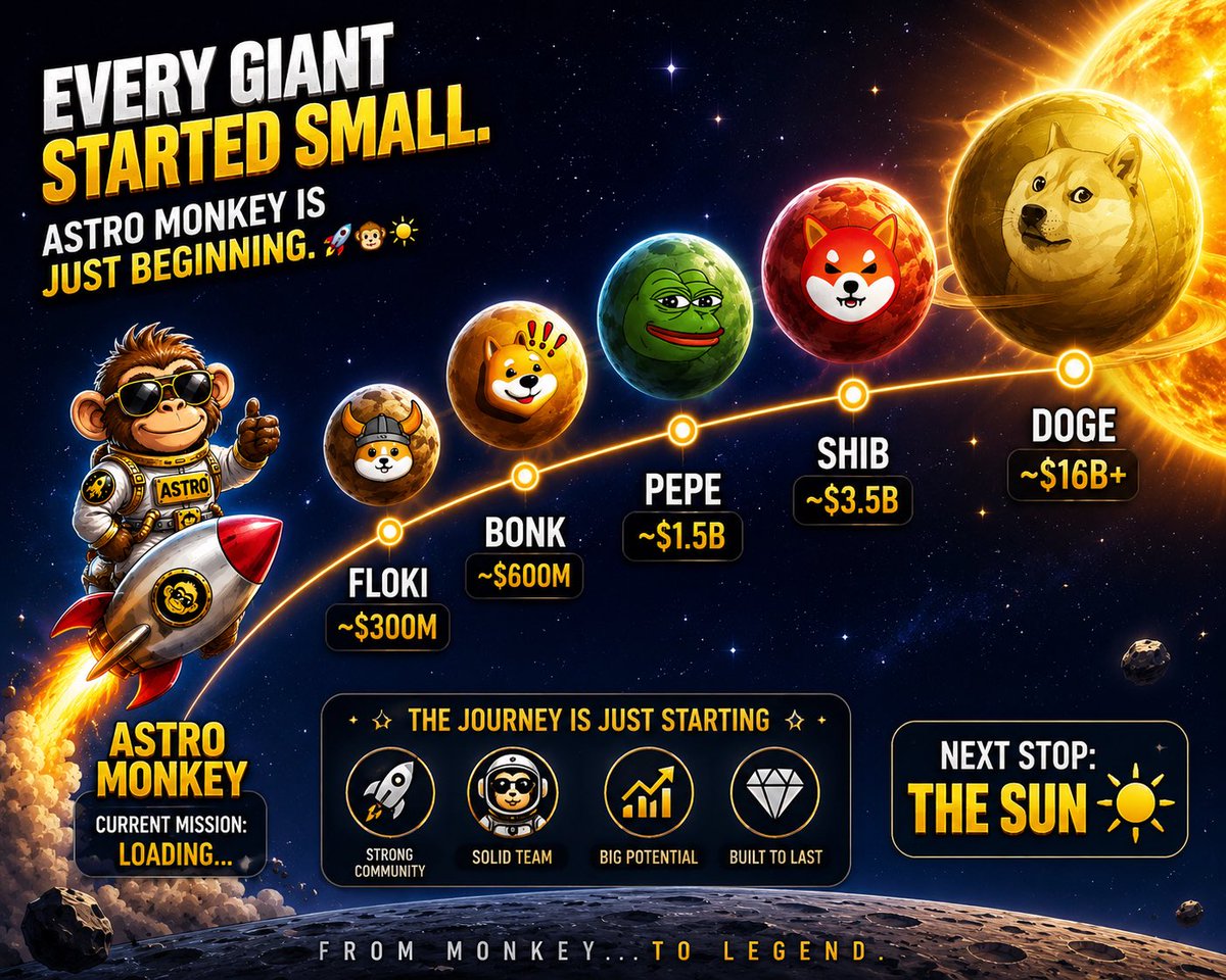 AstroMonkey777's tweet photo. Every giant started small.
Astro Monkey is just beginning. 🚀🐒☀️
#Crypto #Solana #PumpFun #ToTheSun #MemeCoin #Doge https://t.co/NWGoCdsdJ0