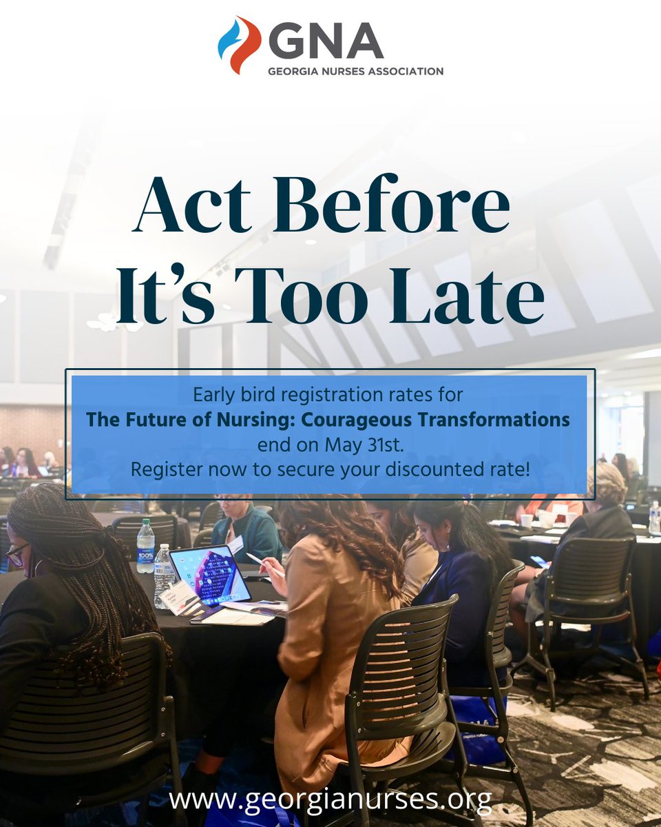 GeorgiaNurses's tweet photo. 2026 GNA Conference - The Future of Nursing: Courageous Transformations | Georgia Nurses Association | Nursing Network https://t.co/hKHj6Kfjuf
