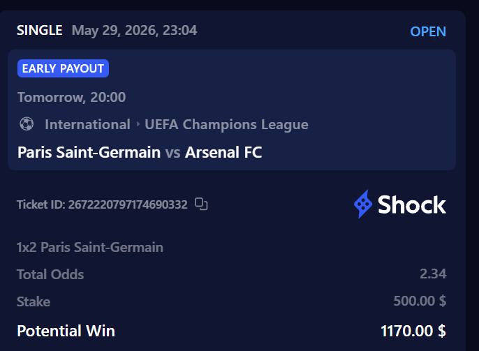 prudentgambles's tweet photo. Honestly, I don't see how PSG to win has such high odds. I think PSG will absolutely dominate the entire game. Will they find goals? I think 2 - 1 perhaps, nothing crazy. #UCLfinal  

Putting $500 where my mouth is. What do you think?