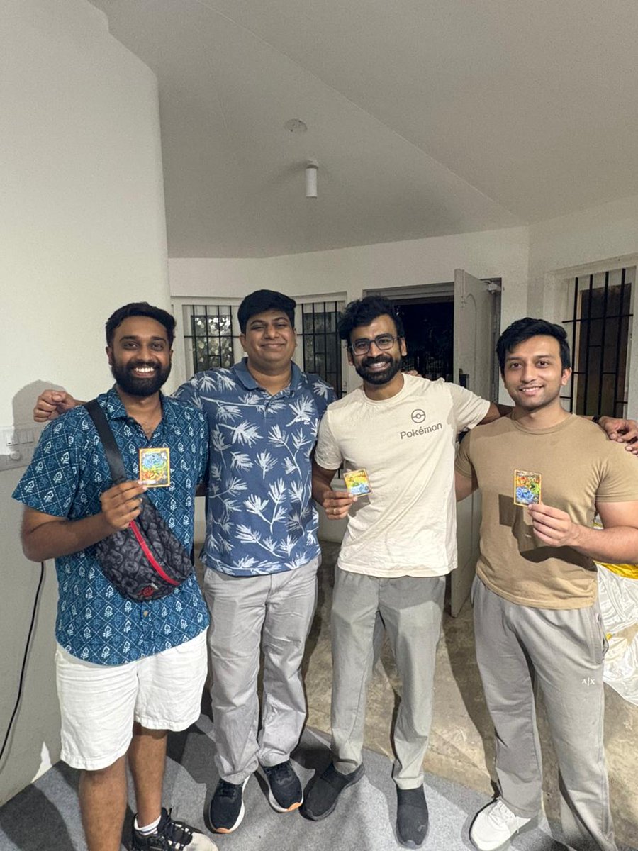 DevanshKoppar's tweet photo. —random reddit thread led to a WhatsApp group, and I discovered a small set of people within India's collector community that enjoy playing the game. A few weekends ago, we got together and organised Bangalore's first ever Pokemon TCG tournament! It was a small affair, a total of https://t.co/B2fRSaPrYz